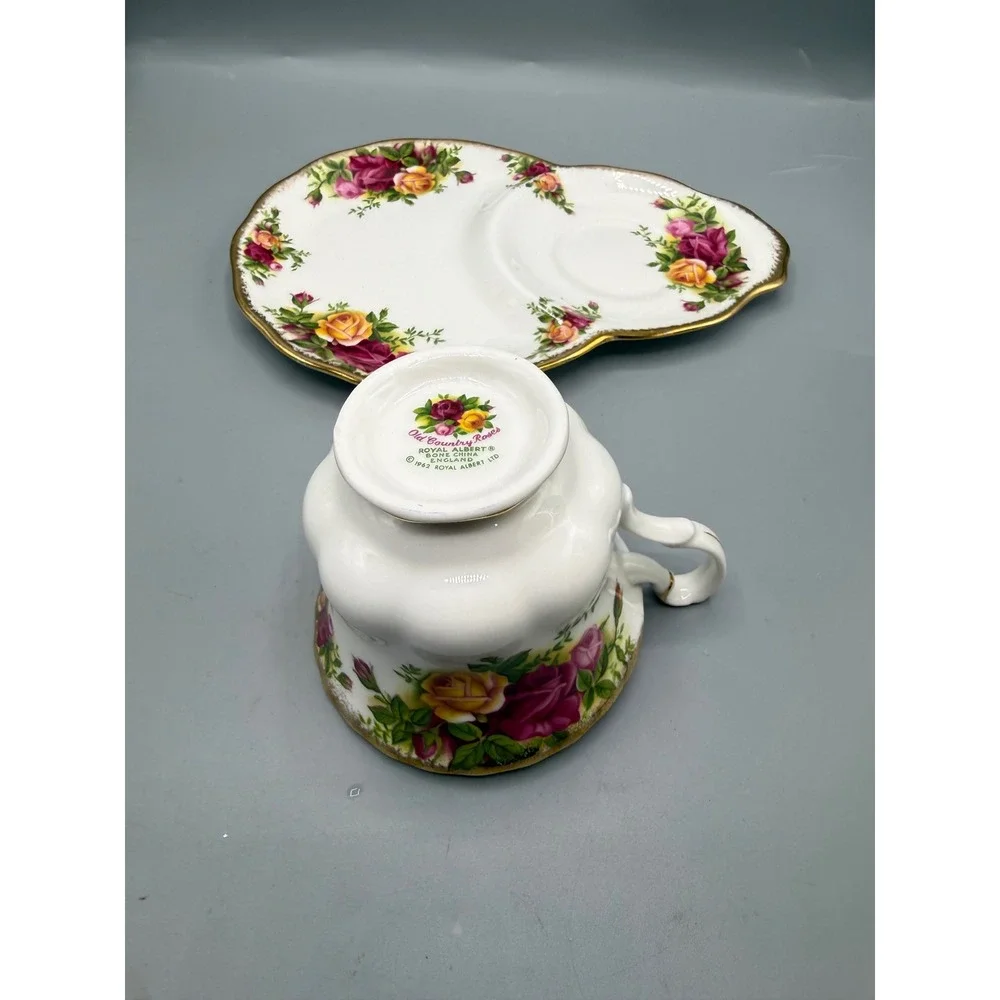 Royal Albert Old Country Roses Tennis Set Snack Plate and Teacup Bone China UK